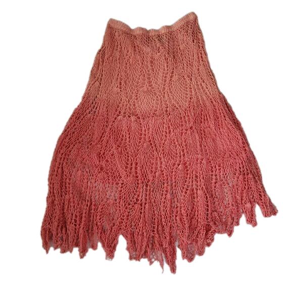New Direction Dresses & Skirts - New Direction Coral Ombre Crochet Maxi A-line Skirt Size XL Boho Gipsy Pirate